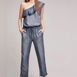 Cloth & Stone Blue One-Shoulder Jumpsuit